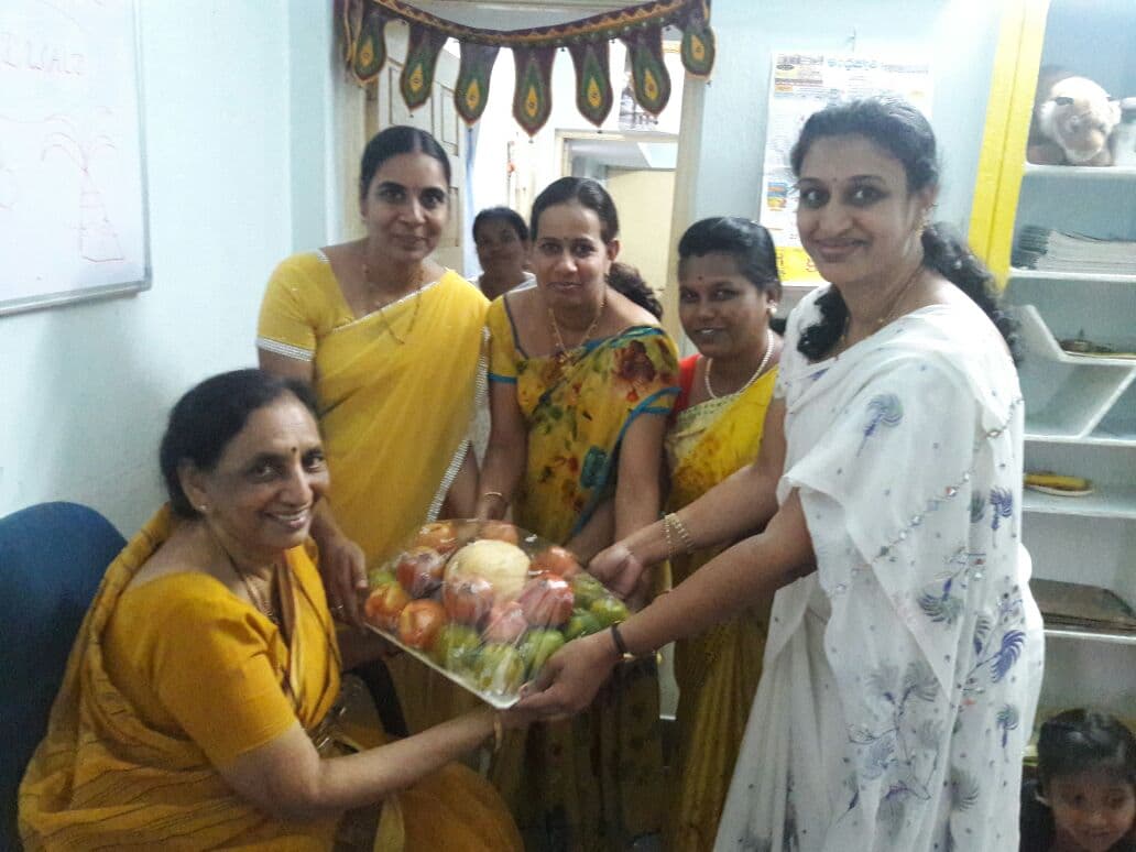 Students with their art projects - 2015-16