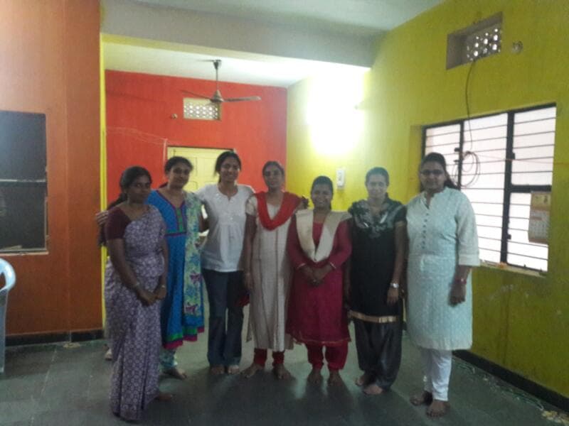 Students with their art projects - 2016-17